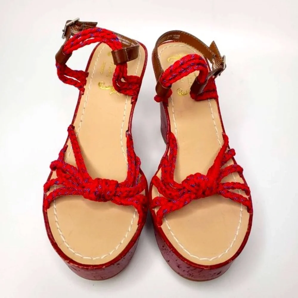 NWOB Miss Trish of‎ Capri x Target Red Platform Rope Wedges 7.5